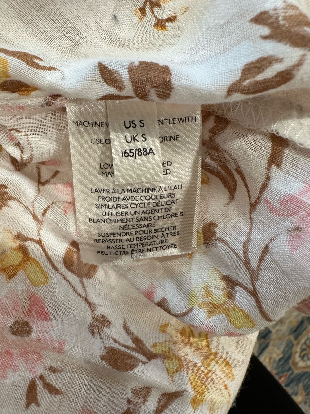 Anthropologie size S Harmony Peasant Blouse in Yellow, Brown, and Pink Floral - Picture 12 of 15